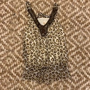 Cheetah top blouse with bow in back